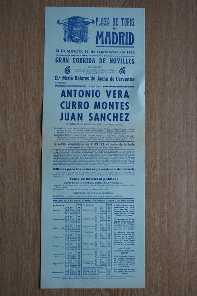 Cartel de toros de Madrid. 1959.