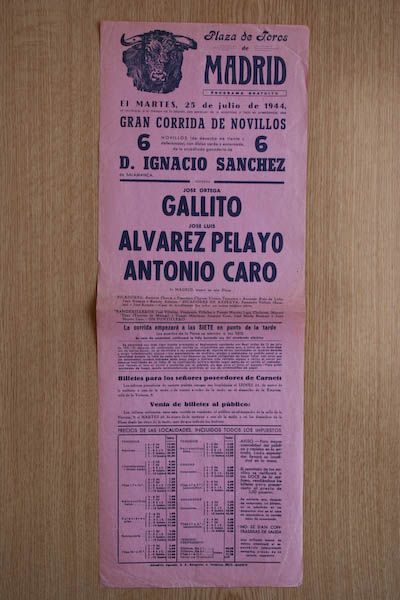 Cartel de toros de Madrid.