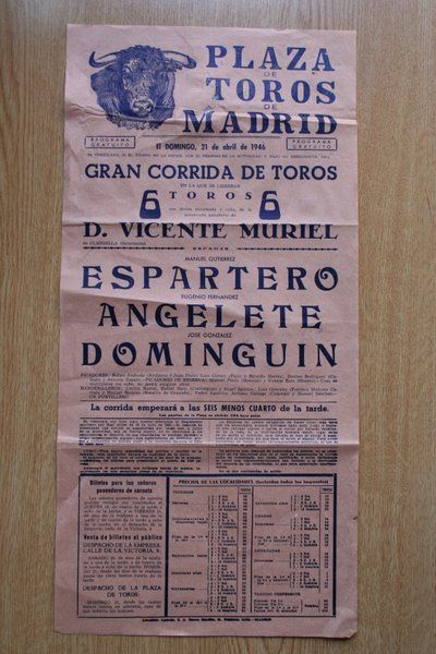 Cartel de toros de Madrid. 1946.