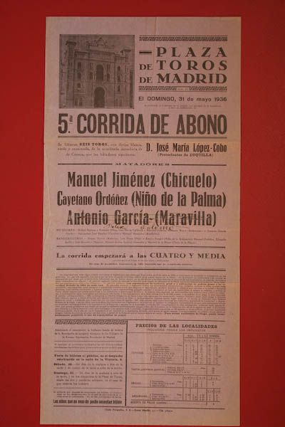 Cartel de toros de Madrid