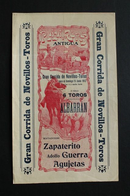 Cartel de toros de Barcelona. 15 de junio de 1913. 