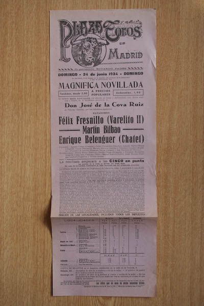 Cartel de toros de Madrid.