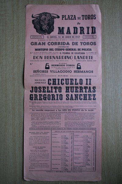 Cartel de toros de Madrid. 1957.