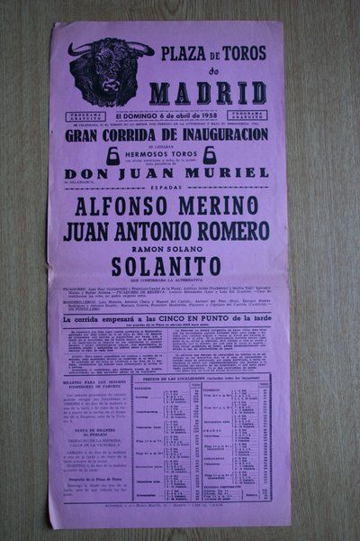 Cartel de toros de Madrid. 1958.