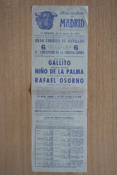 Cartel de toros de Madrid.