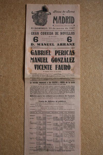 Cartel de toros de Madrid. 23 de marzo de 1947.
