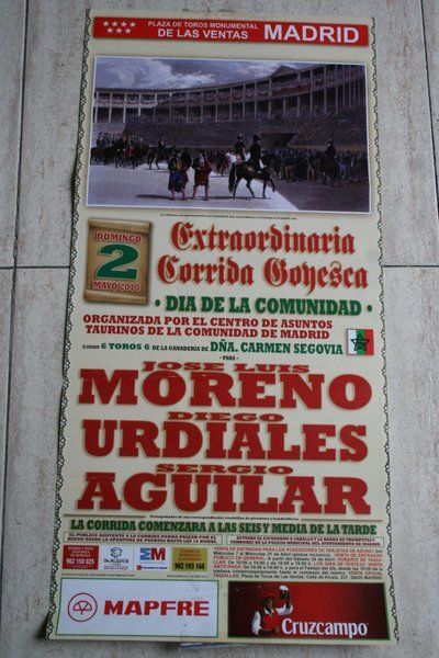Cartel de toros de Madrid. 2 de mayo 2010. Corrida goyesca.