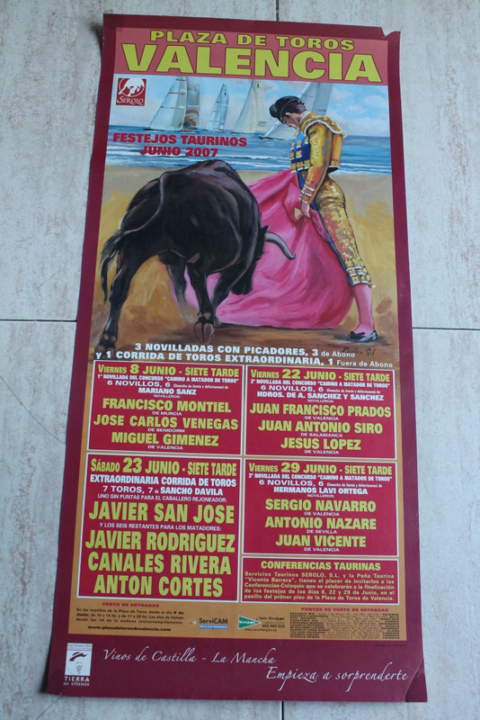 Cartell de toros de Valencia. Festejos Taurinos Junio 2007. 8, 22, 23 y 29 de junio.