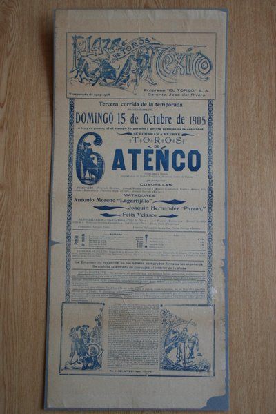 Cartel de toros de México. 1905.