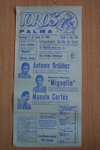 Cartel de toros de Plama de Mallorca. 1968.