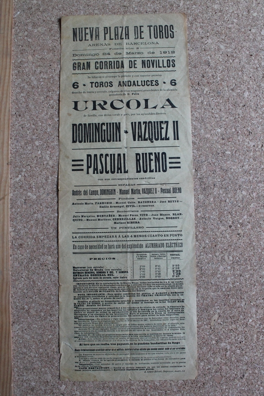 Cartel de toros de Barcelona. 24 de marzo de 1912. 
