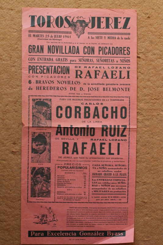 Cartel de toros de Jerez. 25 de julio de 1961.
