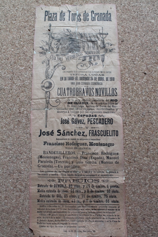 Cartel de toros de Granada. 24 de abril de 1910.