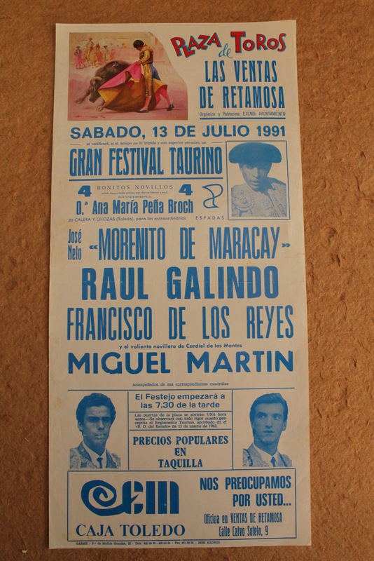 Cartel de toros de Las Ventas de Retamosa. 13 de julio de 1991.