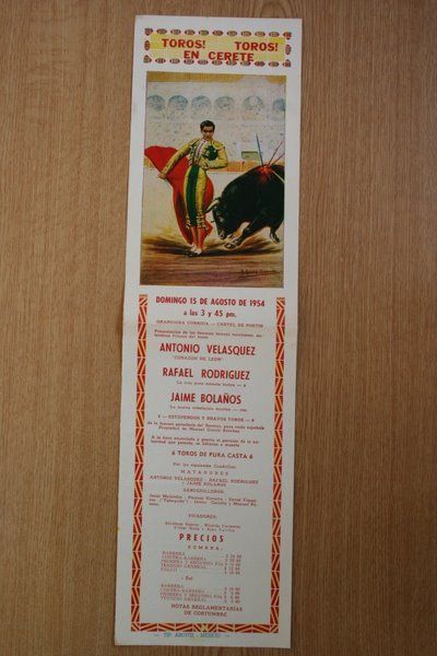 Cartel de toros de Cerete. Colombia. 1954.