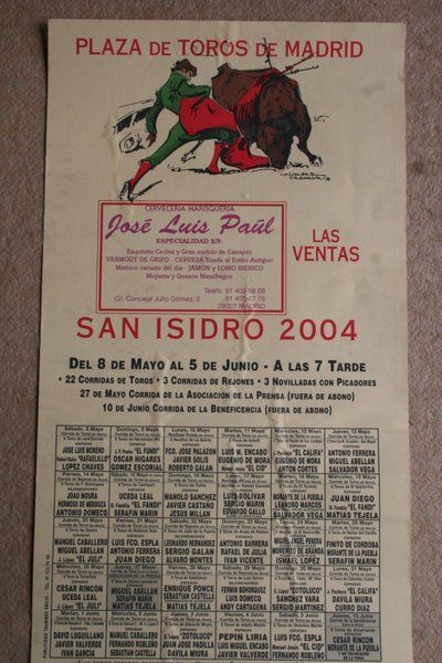 Cartel de toros de Madrid. San Isidro 2004.