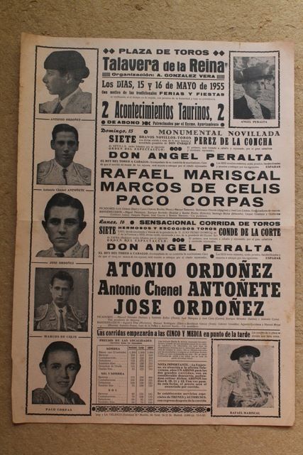 Cartel de toros de Talavera de la Reina. 15 y 16 de mayo de 1955.