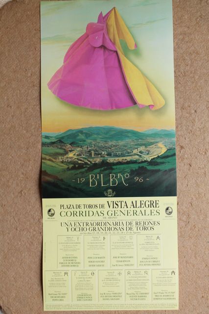 Cartel de toros de Bilbao 1996. Plaza de Toros de Vista Alegre. Días 17 al 25 de agosto de 1996.