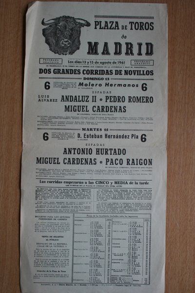 Cartel de toros de Madrid. 1961.