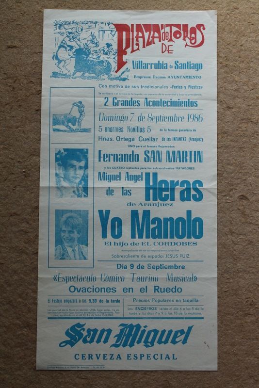 Cartel de toros de Villarrubia de Santiago. 7 de septiembre de 1986.
