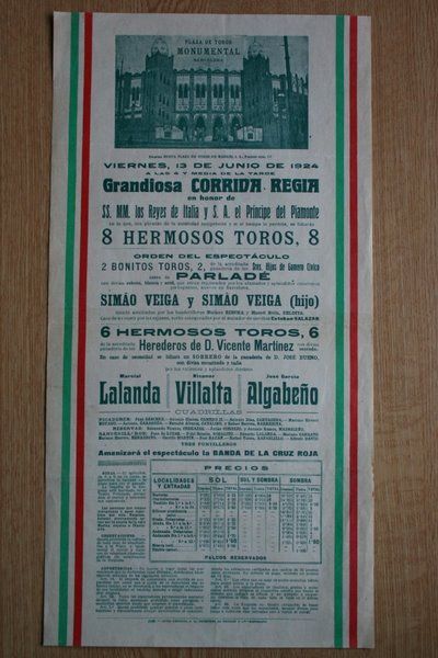 Cartel de toros de Barcelona. 1924.