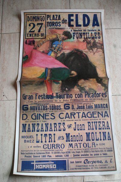 Cartel de toros de Elda. 27 de enero de 1991.