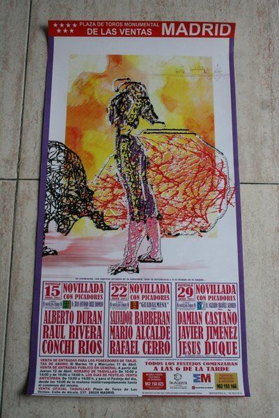 Cartel de toros de Madrid. 15, 22 y 29 de abril de 2012.