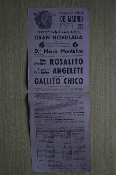 Cartel de toros de Madrid.