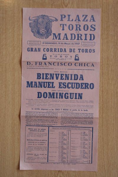 Cartel de toros de Madrid.