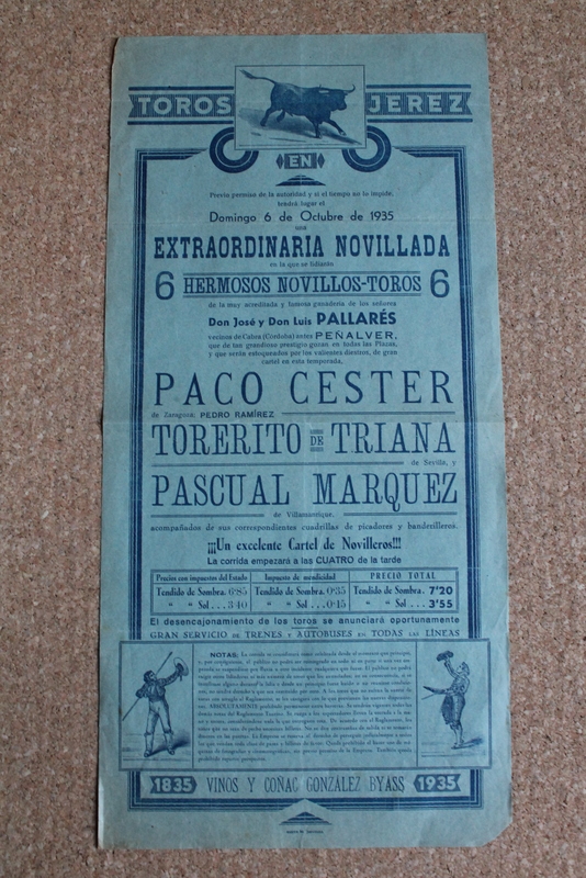 Cartel de toros de Jerez. 6 de octubre de 1935.