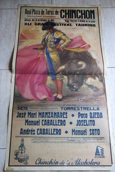 Cartel de toros de Chinchón. 19 de octubre de 1991. XLI Gran Festival Taurino. 