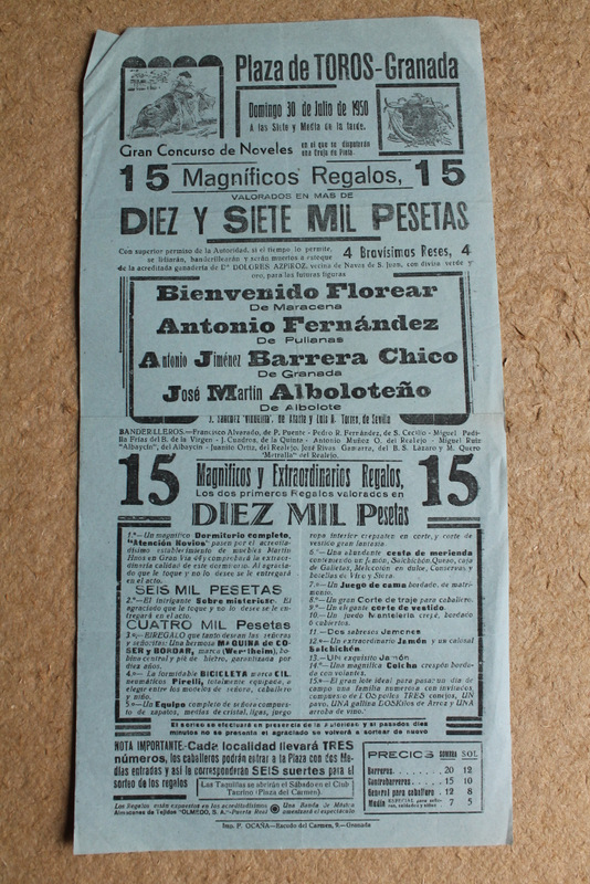 Cartel de toros de Granada. 30 de julio de 1950.