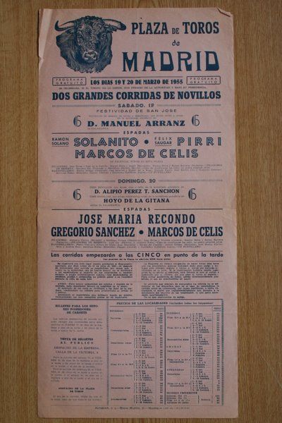 Cartel de toros de Madrid.