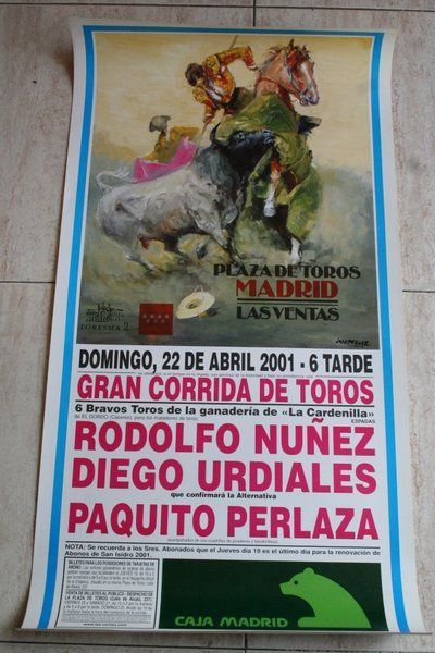 Cartel de toros de Madrid. 22 de abril de 2001.