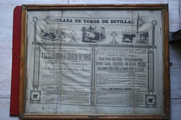 Cartel de toros de Sevilla en seda