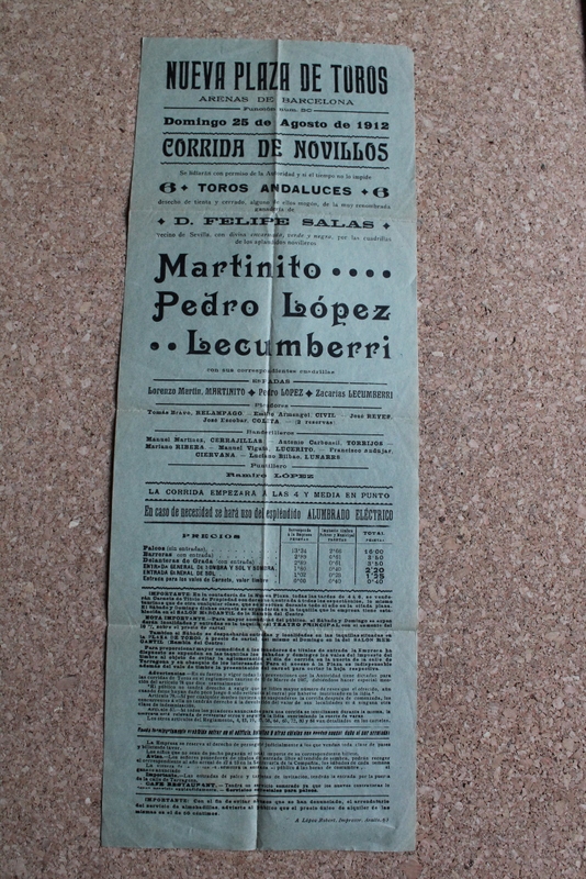 Cartel de toros de Barcelona. 25 de agosto de 1912.