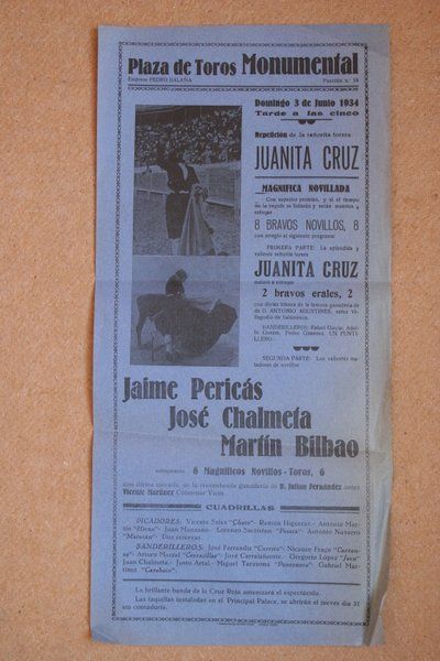 Cartel de toros de Barcelona. 3 de junio de 1934.