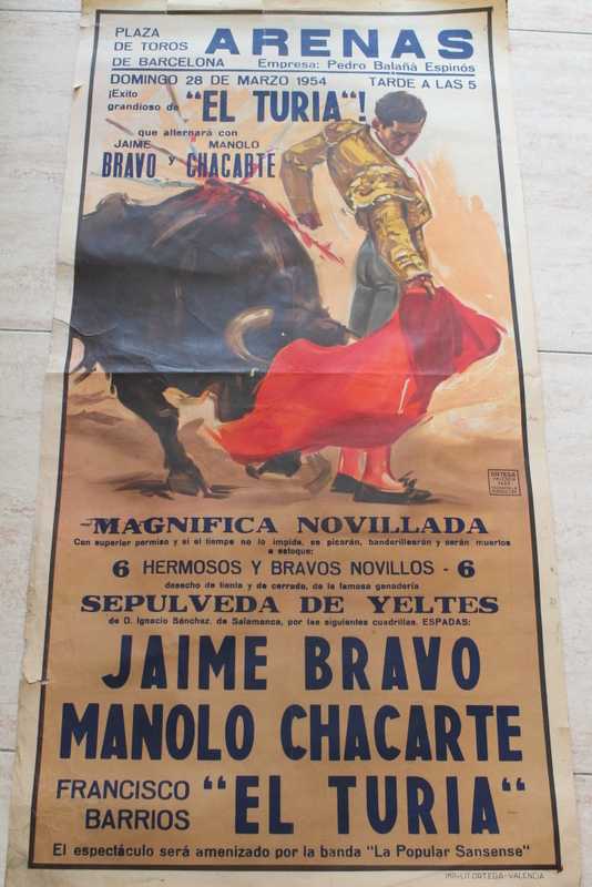 Cartel de toros de Barcelona. 28 de marzo de 1954.