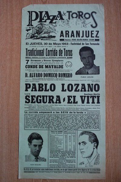 Cartel de toros de Aranjuez. 1963.