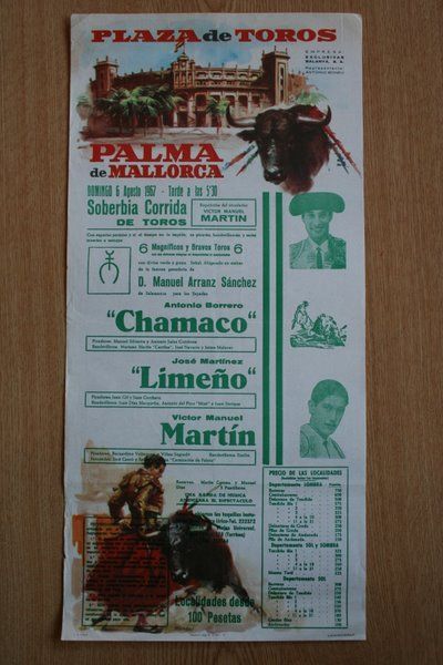 Cartel de toros de Palma de Mallorca.
