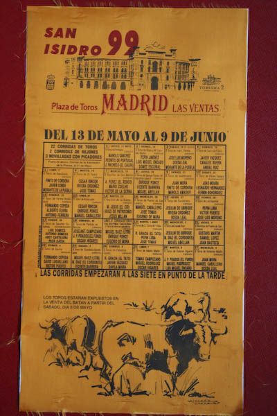Cartel de toros de Madrid en seda