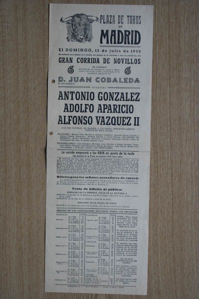 Cartel de toros de Madrid.