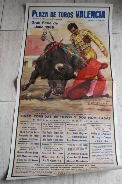 Cartel de toros de Valencia. Gran Feria de Julio 1986.