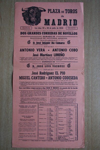 Cartel de toros de Madrid. 1959.