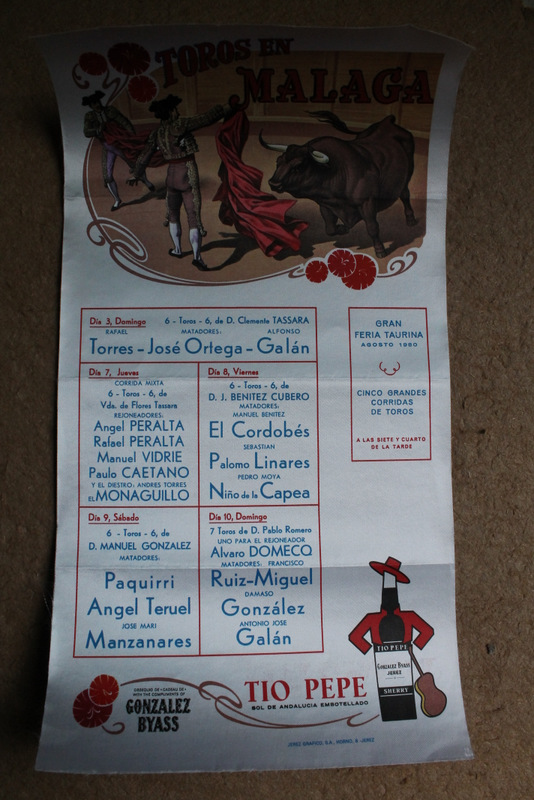 Cartel de toros de Málaga. Gran Feria Taurina Agosto 1980.