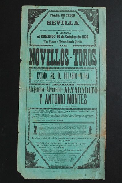 Cartel de toros de Sevilla. 30 de octubre de 1898. 
