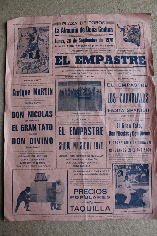 Cartel de toros de la Almunia de Doña Godina. 28 de septiembre de 1970.