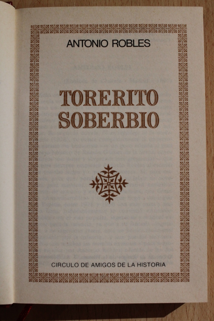 Torerito soberbio. Novela.