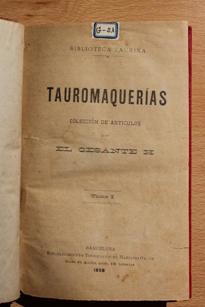 Tauromaquerías. Colección de artículos. Tomo I.