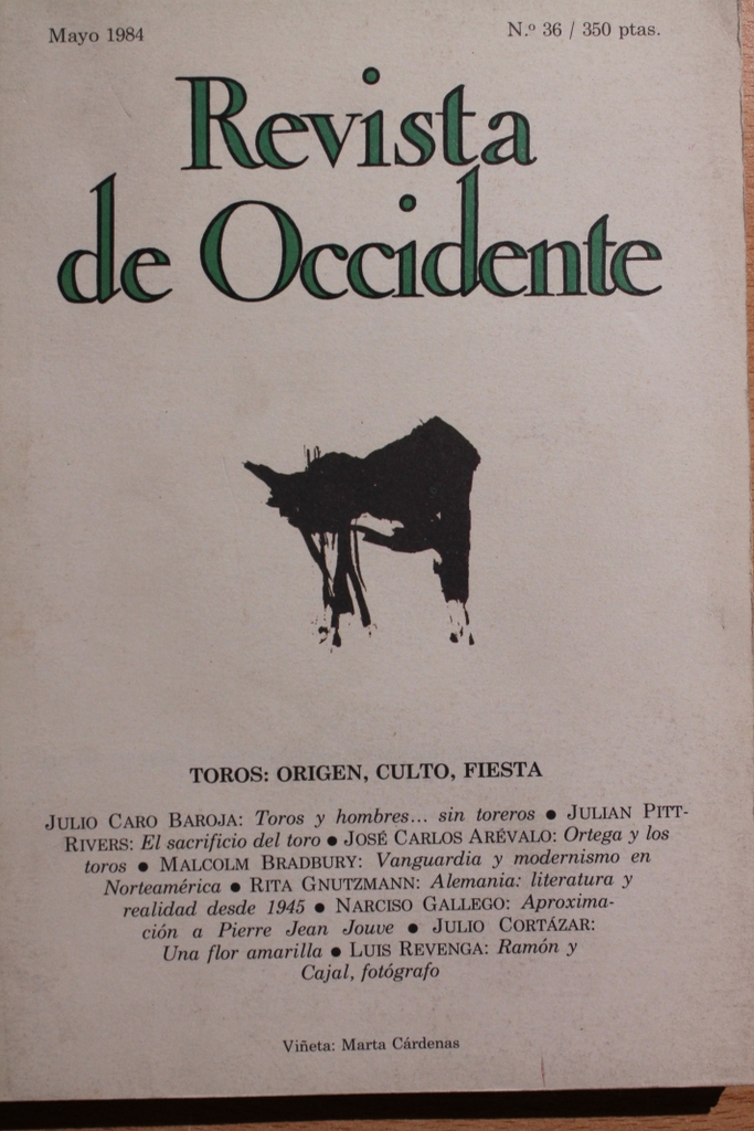Revista de Occidente. Número 36. Mayo 1984. Toros: origen, culto, fiesta.